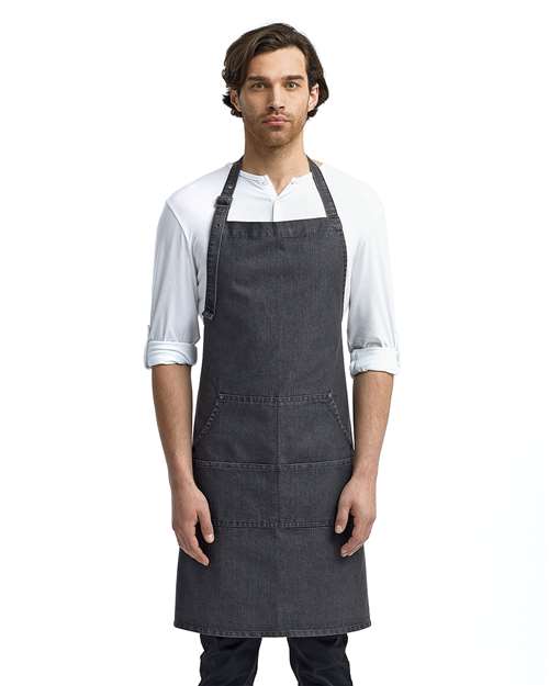 Four-Pocket Jeans Stitch Denim Bib Apron