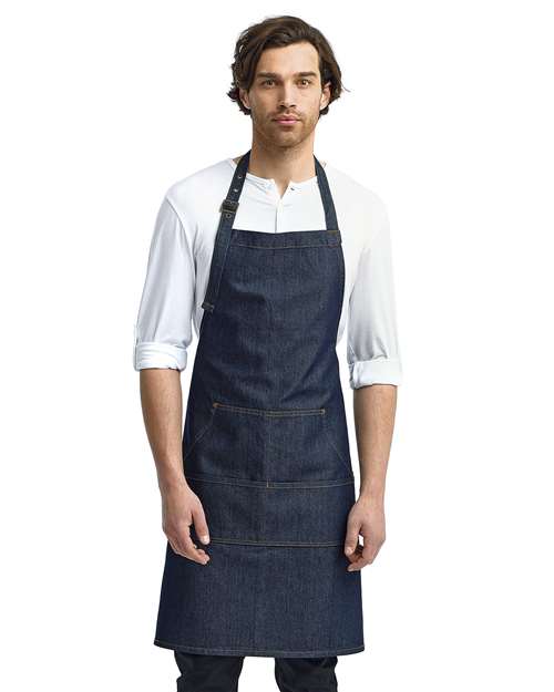 Four-Pocket Jeans Stitch Denim Bib Apron