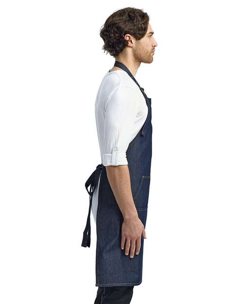 Four-Pocket Jeans Stitch Denim Bib Apron
