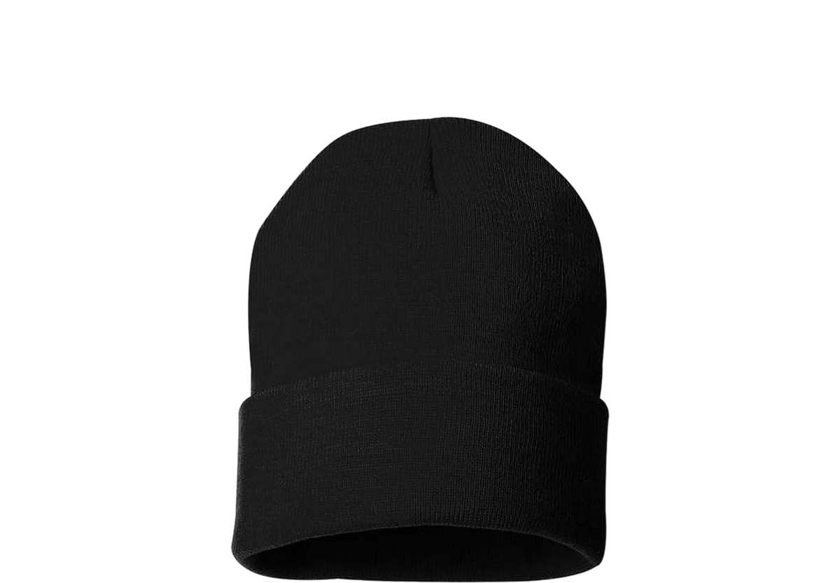 Plain black cuffed knit toque (bonus toque included with each jacket)