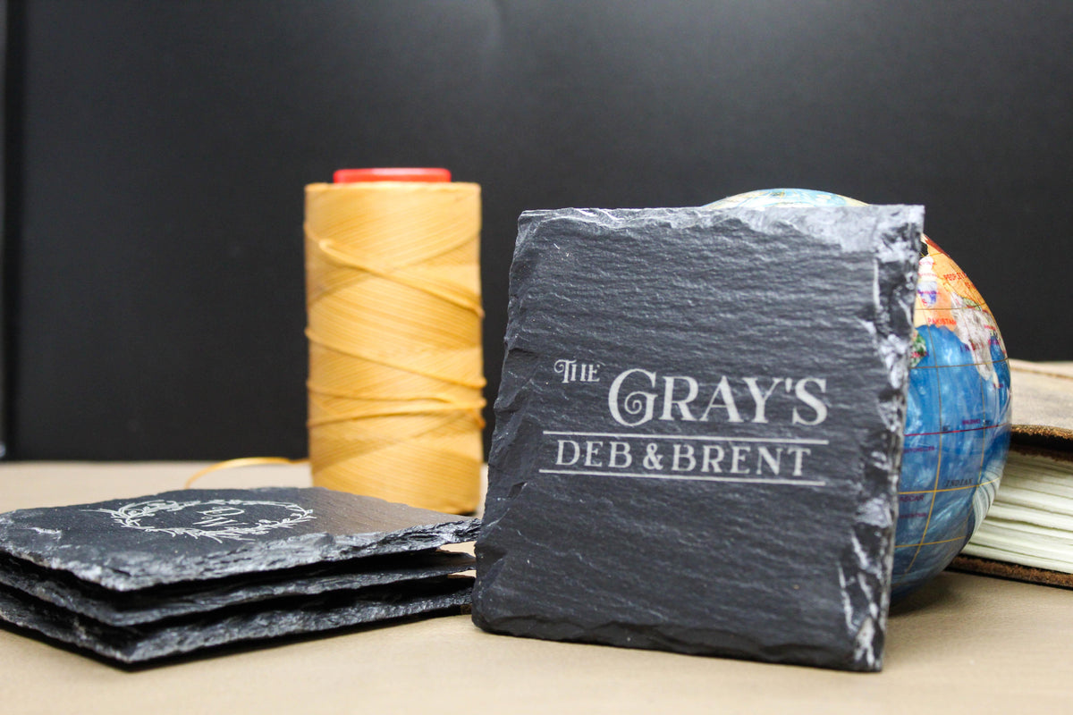 Engraved Slate Coasters (Set of 4) - Leatherwood Trading Post