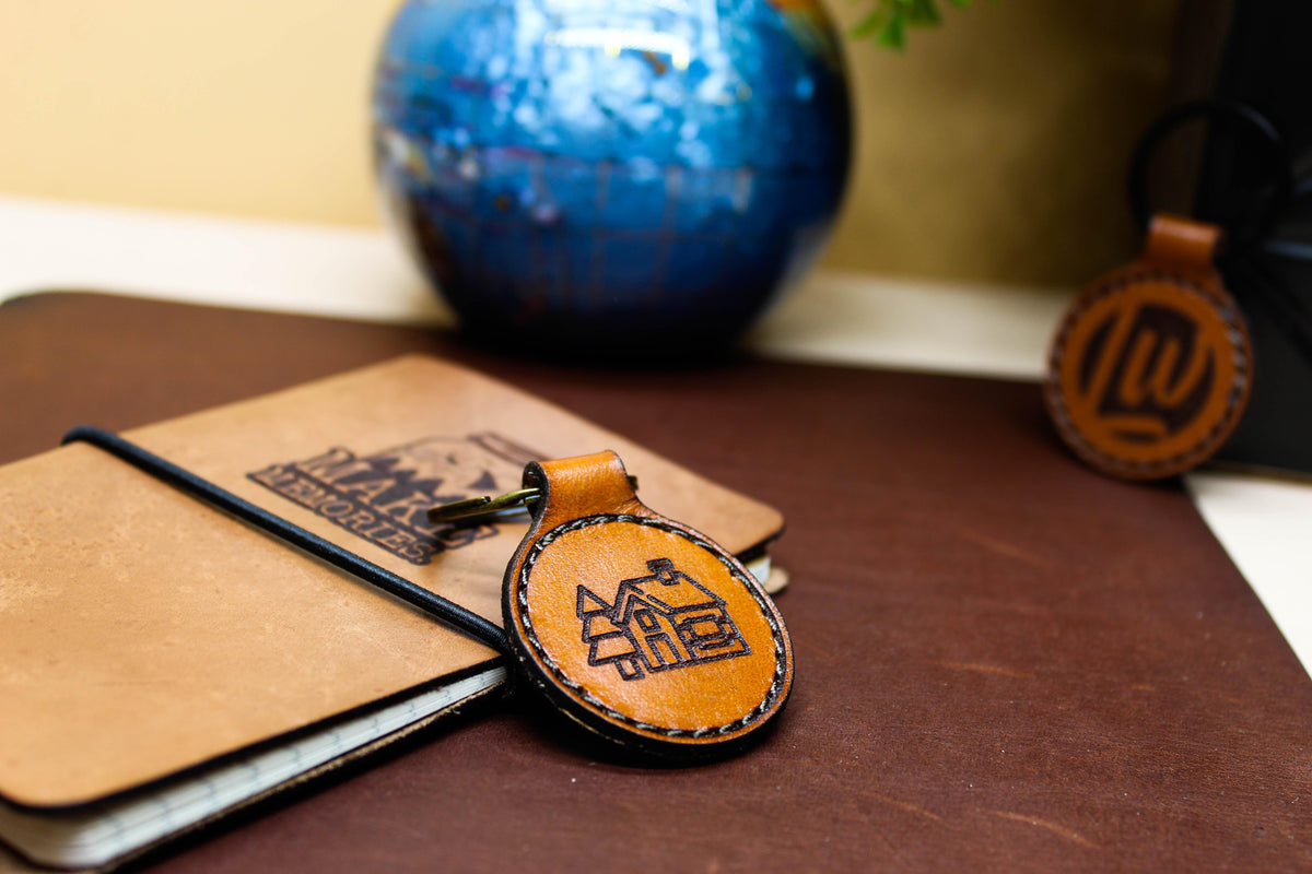 Custom Round Leather Keychain | Sewn - Leatherwood Trading Post