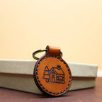 Custom Round Leather Keychain | Sewn - Leatherwood Trading Post