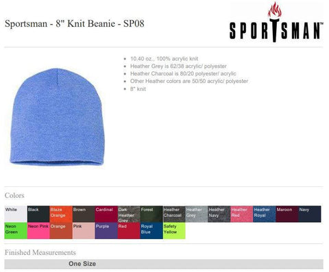 8" Cuffless Beanie - Sportsman SP08 - Leatherwood Trading Post