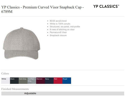 Curved Visor Ballcap - YP Classics 6789M - Snapback Headband - Leatherwood Trading Post