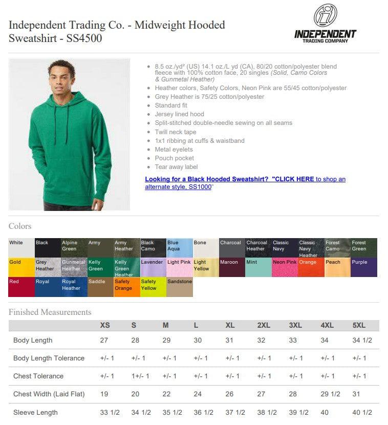 Midweight Hoodie - Independent Trading Co. SS4500 - Leatherwood Trading Post