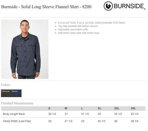 Long Sleeve Flannel Shirt - Burnside 8200 - Leatherwood Trading Post