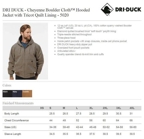 Hooded Jacket with Tricot Quilt Lining - DRI DUCK 5020 - Leatherwood Trading Post
