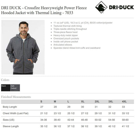 Heavyweight Power Fleece Hooded Jacket with Thermal Lining - DRI DUCK Crossfire 7033 - Leatherwood Trading Post