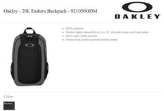 20L Enduro Backpack - Oakley - Leatherwood Trading Post